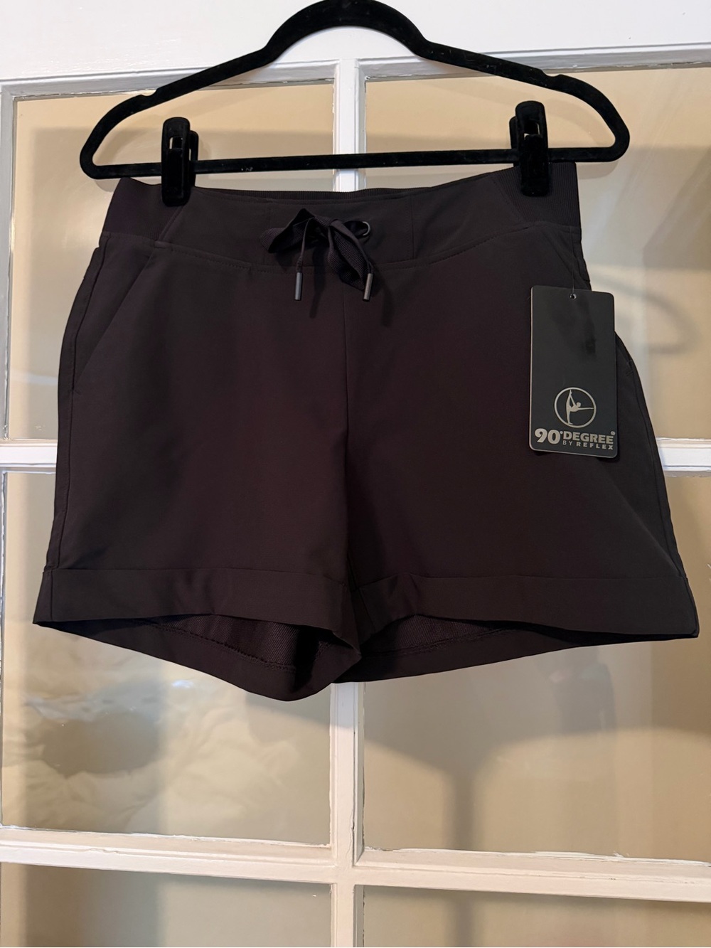 90 Degree By Reflex Women's Black Athletic Drawstring Shorts